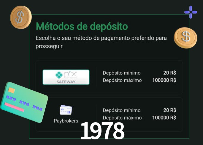 O cassino 1978 oferece uma grande variedade de métodos de pagamento